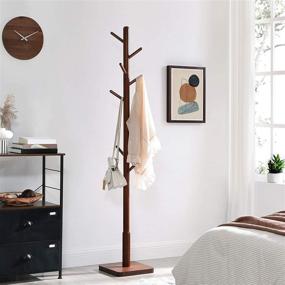 img 2 attached to 🧥 VASAGLE 8-Hook Solid Walnut Coat Rack Hall Tree - Stylish and Functional URCR010W01