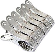 fommen large heavy duty metal clothespins: 6 packs of stainless steel clothespin for quilts, beach chair towel clips, and outdoor light usage логотип