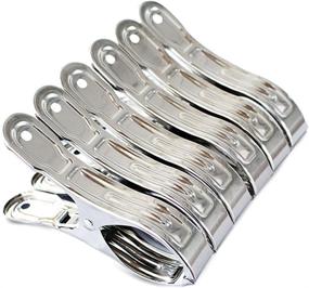 img 4 attached to FOMMEN Large Heavy Duty Metal Clothespins: 6 Packs of Stainless Steel Clothespin for Quilts, Beach Chair Towel Clips, and Outdoor Light Usage