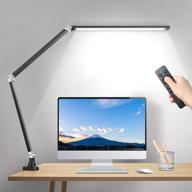 💡 modern led desk lamp with clamp: swing arm design, remote control, 5 color modes & stepless dimming, eye-care task lamp with timer - ideal for office, work, home, reading, dorm (black) логотип