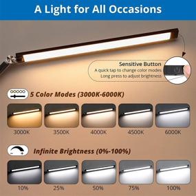 img 3 attached to 💡 Modern LED Desk Lamp with Clamp: Swing Arm Design, Remote Control, 5 Color Modes & Stepless Dimming, Eye-Care Task Lamp with Timer - Ideal for Office, Work, Home, Reading, Dorm (Black)