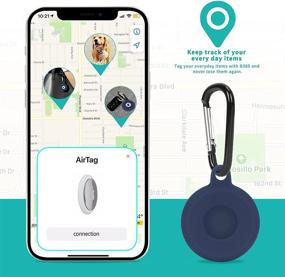 img 3 attached to Чехол для поиска телефона Silicone AirTag - защитный чехол из силикона от царапин с карабином (темно-синий) - 1 шт.
