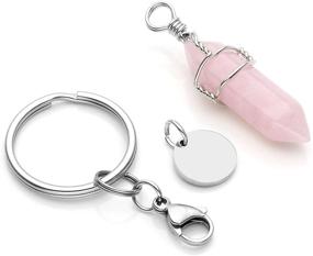 img 1 attached to 👜 CrystalTears Handbag Decor Keychain with Semi-Precious Stones for Chakra Healing, Angel Reiki, and Pendulum Hexagonal Point Keyring