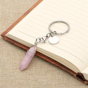 img 3 attached to 👜 CrystalTears Handbag Decor Keychain with Semi-Precious Stones for Chakra Healing, Angel Reiki, and Pendulum Hexagonal Point Keyring