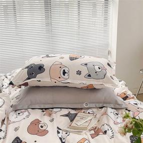 img 2 attached to 🐶 Erosebridal Cute Dog Duvet Cover, Full Size, Pug Corgi Puppy Comforter Cover, Watercolor Animal Grey Reversible Bedding Set, Kids Boys Teens Bedroom Dorm Decor, Dog Lovers Quilt Cover + 2 Pillow Cases