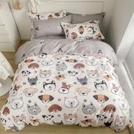 🐶 erosebridal cute dog duvet cover, full size, pug corgi puppy comforter cover, watercolor animal grey reversible bedding set, kids boys teens bedroom dorm decor, dog lovers quilt cover + 2 pillow cases logo