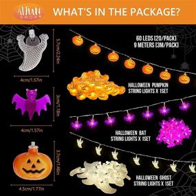 img 2 attached to 🎃 Spook up Your Halloween Decor with 60 LED Pumpkin Ghost Bat String Lights – 30 FT Battery Operated – Perfect for Indoor/Outdoor Parties and Home Yard Decorations – 2 Modes: Steady or Flickering