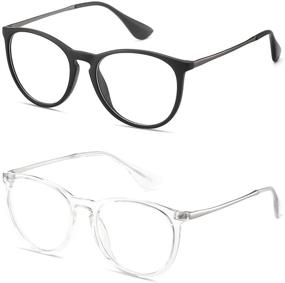 img 4 attached to 👓 CNLO 2 пакета Очки, блокирующие синий свет: Ретро круглые очки для мужчин/женщин, анти-усталость компьютерные очки (песочно-черные/хрустальные)