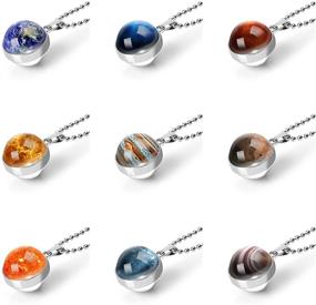 img 3 attached to 🌌 NDJEWELRY Solar System Necklace Nebula Galaxy Planet Pendant with Double-Sided Glass Crystal Ball for Universe Enthusiasts - Handmade Jewelry Set