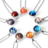 🌌 ndjewelry solar system necklace nebula galaxy planet pendant with double-sided glass crystal ball for universe enthusiasts - handmade jewelry set logo