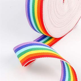 img 1 attached to 🌈 Konsait 25mm Rainbow Ribbon Grosgrain Stripe Double Face Polyester Ribbon: Ideal for DIY, Crafts, Hairbows, Wrapping & More - 20M Length