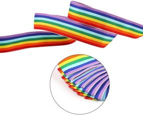 img 2 attached to 🌈 Konsait 25mm Rainbow Ribbon Grosgrain Stripe Double Face Polyester Ribbon: Ideal for DIY, Crafts, Hairbows, Wrapping & More - 20M Length