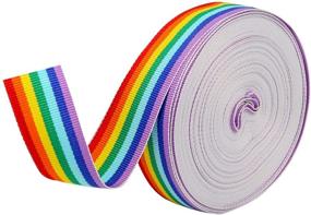 img 4 attached to 🌈 Konsait 25mm Rainbow Ribbon Grosgrain Stripe Double Face Polyester Ribbon: Ideal for DIY, Crafts, Hairbows, Wrapping & More - 20M Length