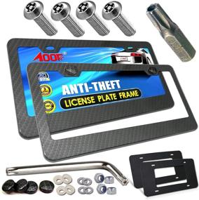 img 4 attached to Aootf Anti Theft License Plate Frame-Tamper Proof Carbon Fiber Car Tag Holder