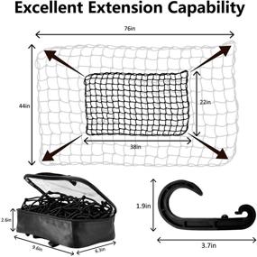img 2 attached to 🧲 Растяжимая маленькая сетка для груза размером 22"x38" - расширяется до 44"x76" для автомобиля, квадроцикла, лодки, внедорожника, фургона, прицепа или снегохода - Funmit багажные сетки с бубенцами