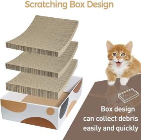 img 1 attached to 🐱 ComSaf Cat Scratching Pad: Curved Surface Cardboard Scratcher for Furniture Protection, 3-in-1 Corrugated Reversible Scratcher with Refill Box - Ultimate Scratcher Lounge Bed