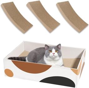 img 4 attached to 🐱 ComSaf Cat Scratching Pad: Curved Surface Cardboard Scratcher for Furniture Protection, 3-in-1 Corrugated Reversible Scratcher with Refill Box - Ultimate Scratcher Lounge Bed