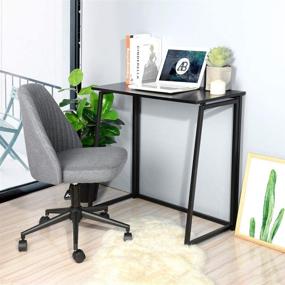 img 4 attached to 🖥️ Maximize your Small Space with CozyCasa Folding Computer Desk – Modern Industrial Style Study Writing Table for Home Office, Dorm, Bedroom – Foldable Laptop Table in Black