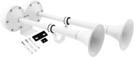 🚢 vixen horns vxh2112mar-w: marine electric train horn - powerful dual stainless steel trumpets for boats, rvs, and trucks - 12v white logo