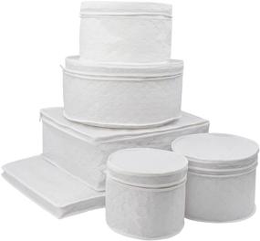 img 4 attached to 🍽️ LAMINET 6-Piece Quilted Dinnerware Storage Set - Keep Your Plates, Cups, and Platters Organized and Protected - White