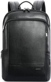 img 4 attached to 🎒 BOPAI Unisex Leather Backpack with USB Charging - 15.6 inch Business Laptop, Lightweight, Smart, Black