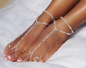 img 2 attached to 👣 Set of 2 Women's Beach Imitation Pearl Foot Jewelry Anklet Chain - Bellady