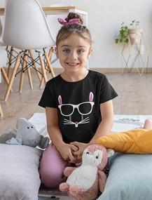 img 2 attached to Easter Bunny Shirt for Girls - Adorable Rabbit Face with Eyeglasses on Fitted Kids T-Shirt