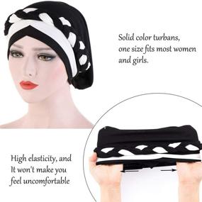 img 3 attached to 👒 Add a Stylish Touch to Your Look with Woeoe Women's Black Stretch Braid Turban Headwrap