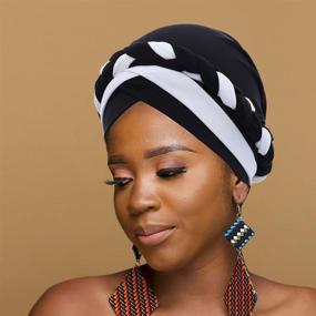 img 2 attached to 👒 Add a Stylish Touch to Your Look with Woeoe Women's Black Stretch Braid Turban Headwrap