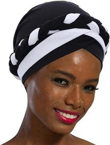 img 4 attached to 👒 Add a Stylish Touch to Your Look with Woeoe Women's Black Stretch Braid Turban Headwrap