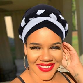 img 1 attached to 👒 Add a Stylish Touch to Your Look with Woeoe Women's Black Stretch Braid Turban Headwrap