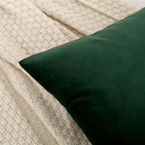 img 1 attached to 🍀 RainRoad Velvet Dark Green Throw Pillow Covers - Soft Square Cushion Cases for Sofa, Couch, Bed, Chair - 18x18 Inch, Set of 2