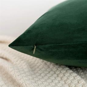 img 2 attached to 🍀 RainRoad Velvet Dark Green Throw Pillow Covers - Soft Square Cushion Cases for Sofa, Couch, Bed, Chair - 18x18 Inch, Set of 2