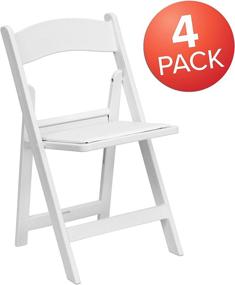 img 2 attached to 🪑 Flash Furniture Hercules Series Folding Chair - White Resin - 4 Pack | 1000 lb Capacity | Comfortable Event Chair | Lightweight Folding Chair