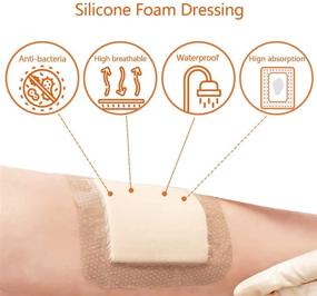 img 2 attached to 🩹 Advanced Silicone Foam Dressing: High Absorbency Wound Care for Pressure Ulcers, Bedsores, and Diabetic Ulcers - 4'' X 4'', 10 Pack