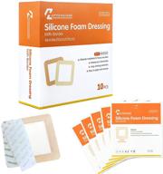 🩹 advanced silicone foam dressing: high absorbency wound care for pressure ulcers, bedsores, and diabetic ulcers - 4'' x 4'', 10 pack логотип