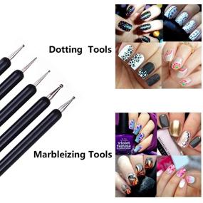 img 1 attached to 🖌️ Set of 5 Dual-Head Nail Art Dotting Tools: UV Gel Carving Pen, Silicone Brushes, Pottery Clay Sculpting Tools for Modeling, Painting, Drawing - DIY Art Craft (Black)