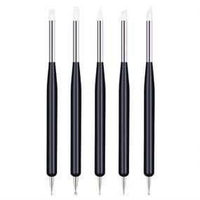 img 4 attached to 🖌️ Set of 5 Dual-Head Nail Art Dotting Tools: UV Gel Carving Pen, Silicone Brushes, Pottery Clay Sculpting Tools for Modeling, Painting, Drawing - DIY Art Craft (Black)