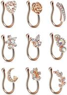 👃 stainless steel magnetic septum nose ring hoop - non-pierced clip on fake nose rings for men and women logo