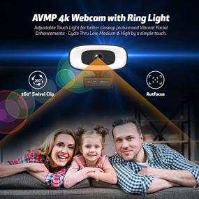img 1 attached to 📸 AVMP 4K Webcam with Light - Ultra HD 8MP Autofocus Web Cam - Built-in Microphone - USB WebCameras for Computer Streaming - Includes Tripod - 2021 TECH Upgraded