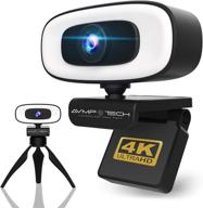 📸 avmp 4k webcam with light - ultra hd 8mp autofocus web cam - built-in microphone - usb webcameras for computer streaming - includes tripod - 2021 tech upgraded logo