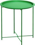 🌿 furnius folding tray metal side table, green - small round end table, anti-rust & waterproof for indoor or outdoor use, snack table, accent coffee table, 20.28" (h) x 16.38" (d) logo