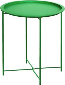 img 4 attached to 🌿 Furnius Folding Tray Metal Side Table, Green - Small Round End Table, Anti-Rust & Waterproof for Indoor or Outdoor Use, Snack Table, Accent Coffee Table, 20.28" (H) x 16.38" (D)