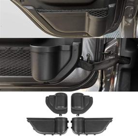 img 4 attached to YOCTM Front And Rear Door Organizer Tray For 2018 2019 2020 2021 2022 Jeep Wrangler JL JLU Rubicon Sport Sahara Gladiator JT Interior Storage Accessories Black (Front Door Rear Door)