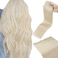 sunny #60 blonde clip-in hair extensions: premium human hair, double weft, 18inch length, 70g weight logo