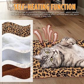 img 2 attached to 🐆 FLYSTAR Self-Heating Leopard Cat Bed Mat - Soft Flannel & Cotton, Easy to Clean, Comfortable for Small, Medium, Large Cats/Puppies