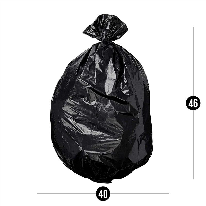 Top Knot Bags 45 Gallon Garbage Trash Bag 40X46 1.5 Mil Black 100