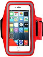 📱 ibarbe water resistant cell phone armband with reflective workout band – compatible with iphone 8, 7, 6, 6s plus, galaxy note 8/s7 edge/s8/s8+ – adjustable fit, key holder, screen protector – red logo