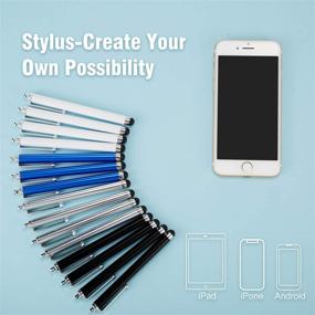 img 3 attached to 🖊️ 36-Piece Stylus Pen Set for Universal Capacitive Touch Screens Devices | Touch Screen Stylus Pens Compatible with iPhone, iPad, Tablets | Black, Silver, Dark Blue, White