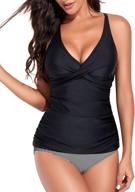 tummy control tankini swimwear for women - yonique two piece tankini tops with bikini bottoms and twist detail logo